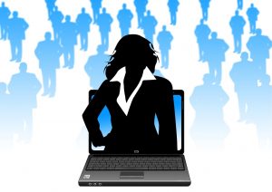 laptop, monitor, businesswoman